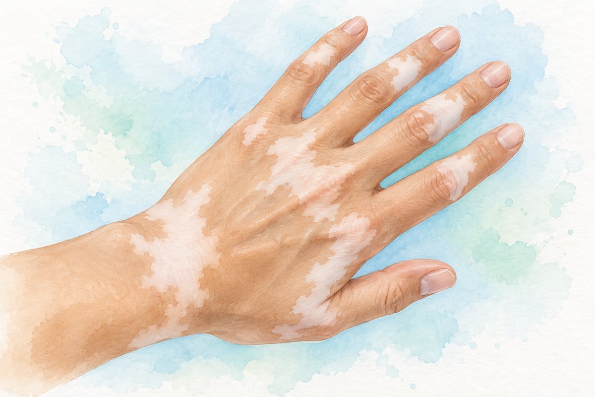 El sırtında vitiligo alanları illüstrasyonu